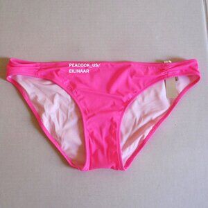 PINK VICTORIA'S SECRET Swim XL Ruched Front Bikini Bottom Hot Pink Extra-Large